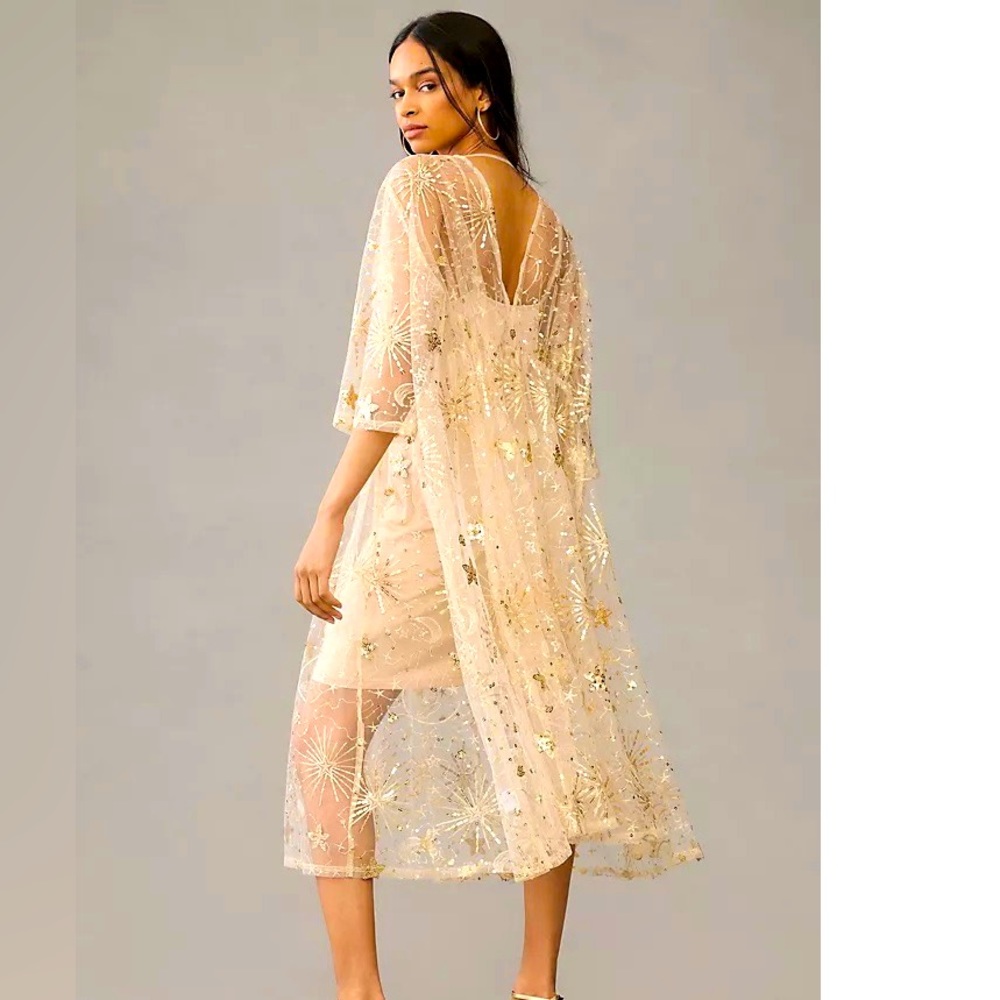 Gold Sequin & Beaded Celestial Kaftan